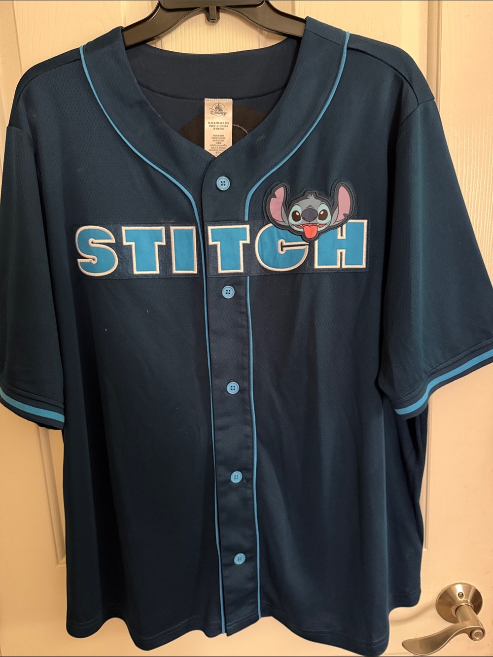 Disney Navy and Light Blue Stitch Baseball Jersey